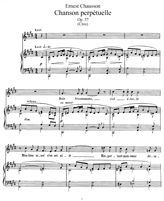 First page of Chanson perpétuelle