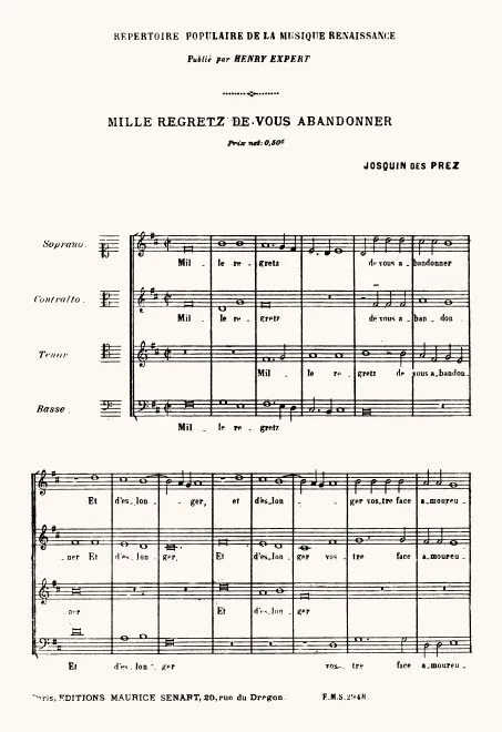 First page of Mille regretz