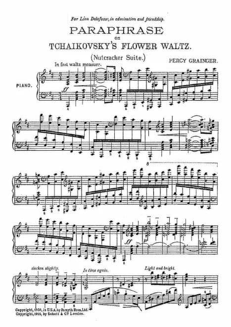 First page of Paraphrase on Tchaikovsky's Flower Waltz (Nutcracker Suite)