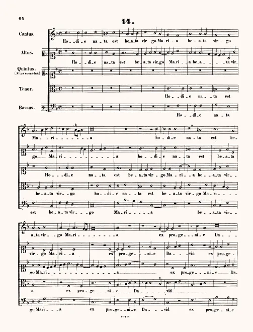 First page of Hodie nata est beata Virgo Maria