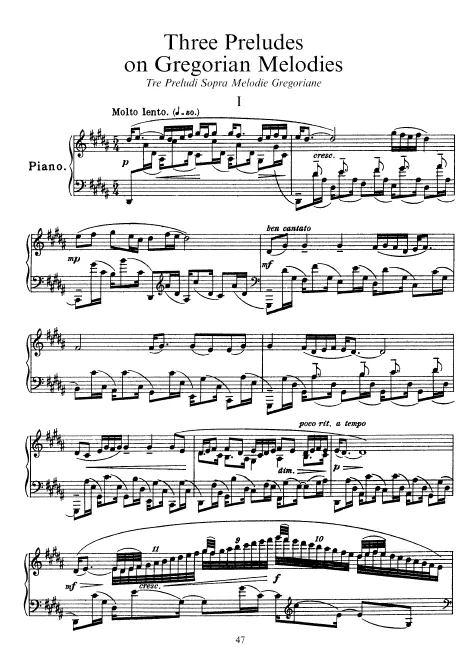 First page of Tre preludi sopra melodie gregoriane