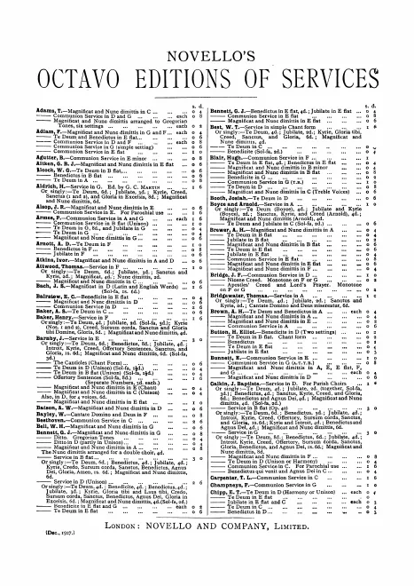 First page of Morning, Evening and Communion Service in B-flat major