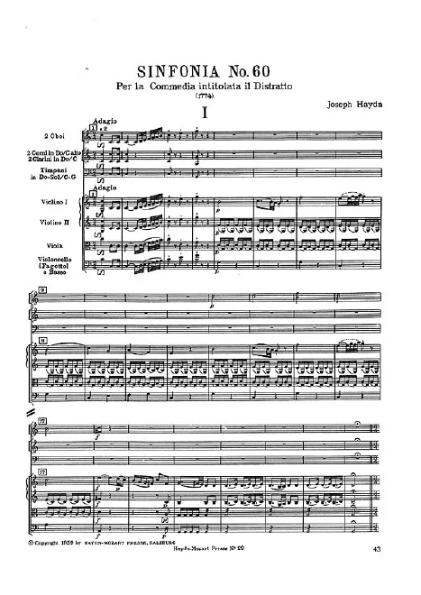 First page of Symphony No.60 in C major