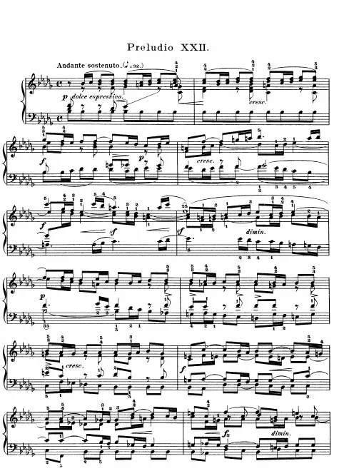 First page of Prelude and Fugue No.22 in B-flat minor