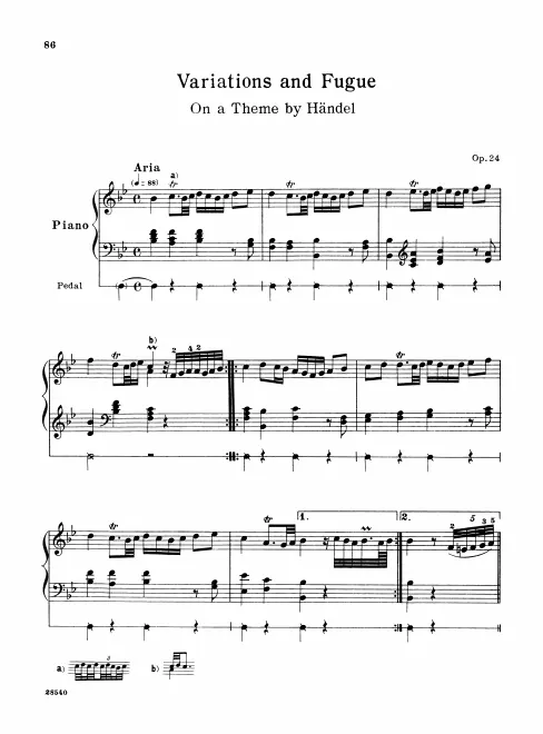 First page of Variations on a theme by Handel