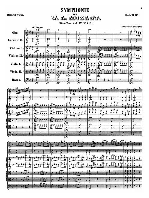 First page of Symphony No.54 in B-flat major, K.Anh.216/Anh.C 11.03/74g