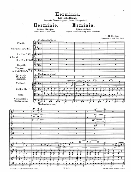 First page of Herminie, Scène lyrique
