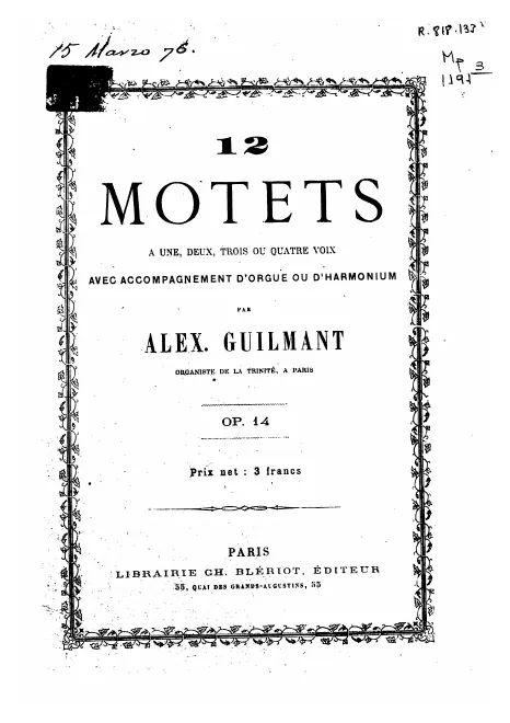 First page of 12 Motets