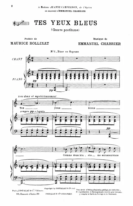 First page of Tes yeux bleus
