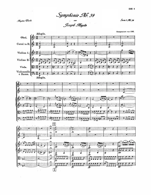First page of Symphony No.34 in D minor