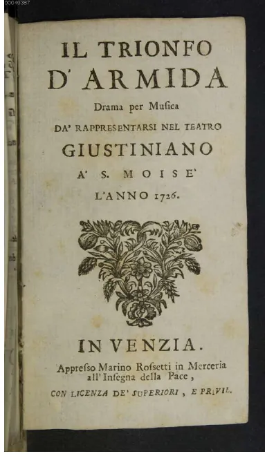 First page of Il trionfo di Armida