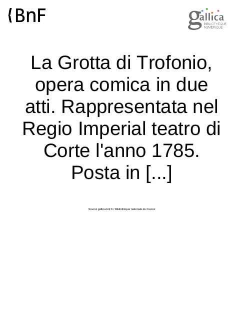 First page of La Grotta di Trofonio