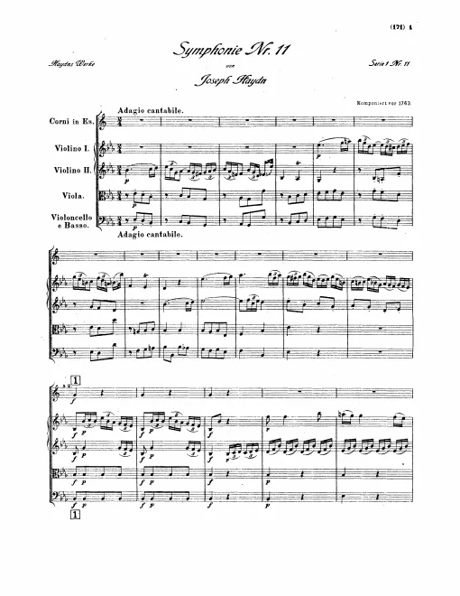 First page of Symphony No.11 in E-flat major
