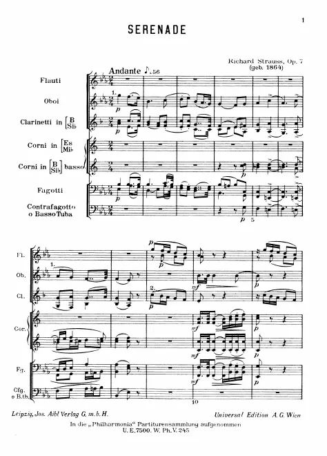 First page of Serenade for Winds