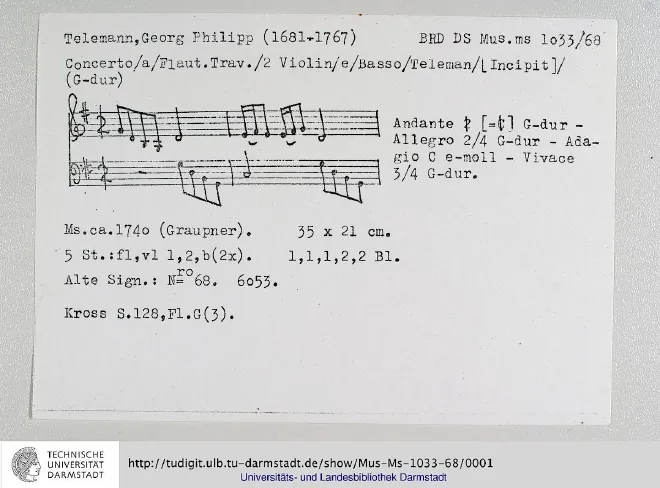 First page of Flute Concerto in G major