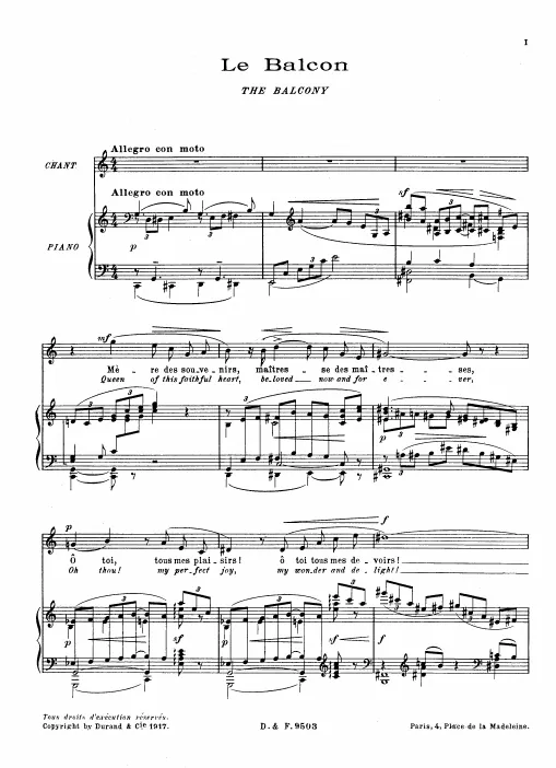 First page of Cinq poèmes de Baudelaire