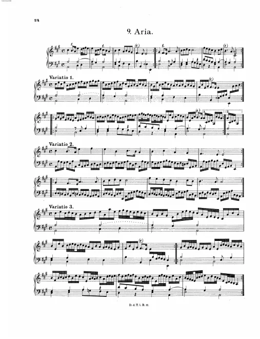 First page of Aria and 3 Variations in A major