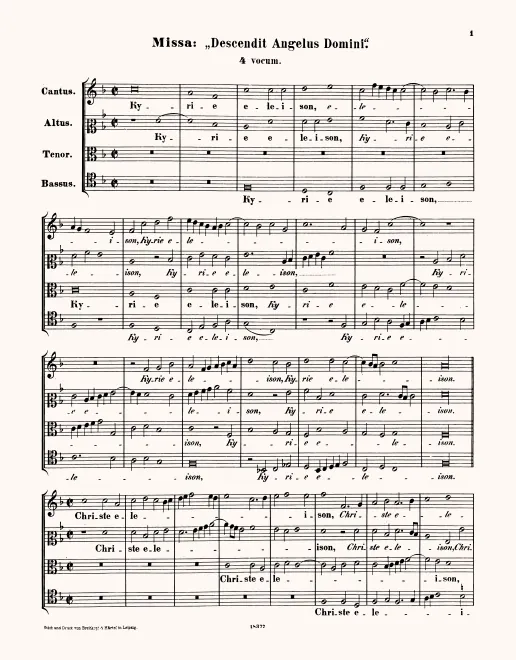 First page of Missa Descendit Angelus