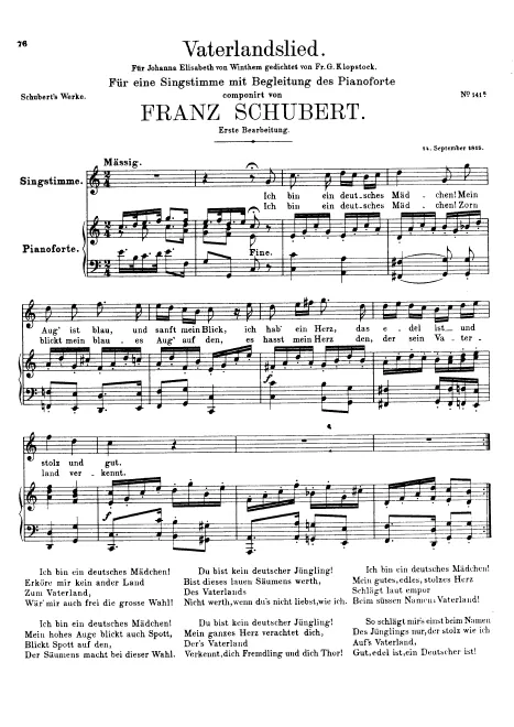First page of Vaterlandslied