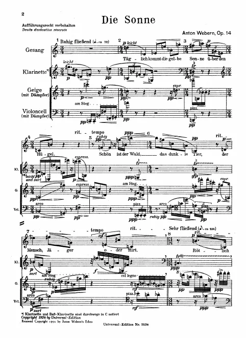 First page of 6 Lieder nach Gedichten von Georg Trakl