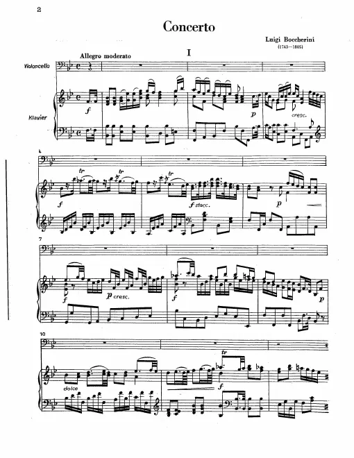 First page of Cello Concerto in B-flat major