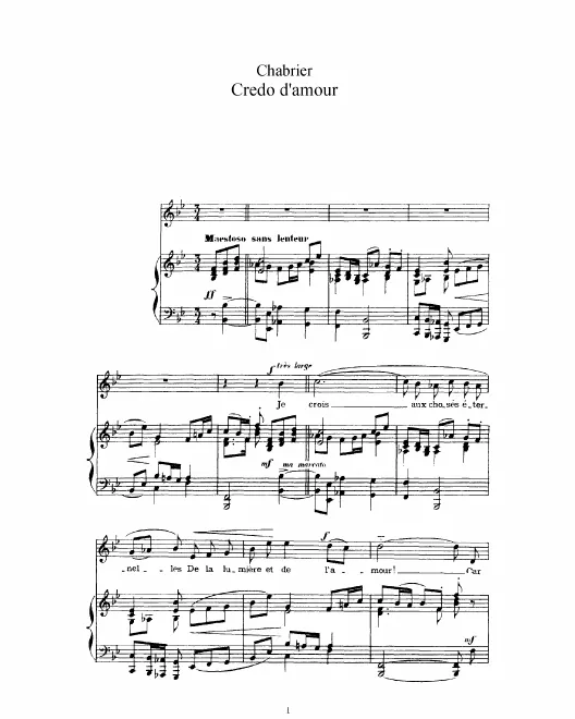 First page of Credo d’amour