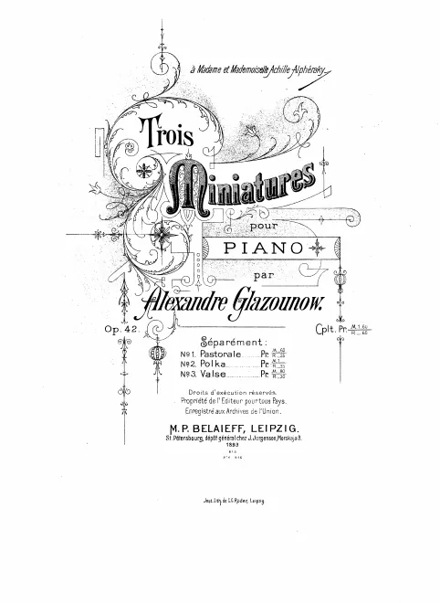 First page of 3 Miniatures for Piano