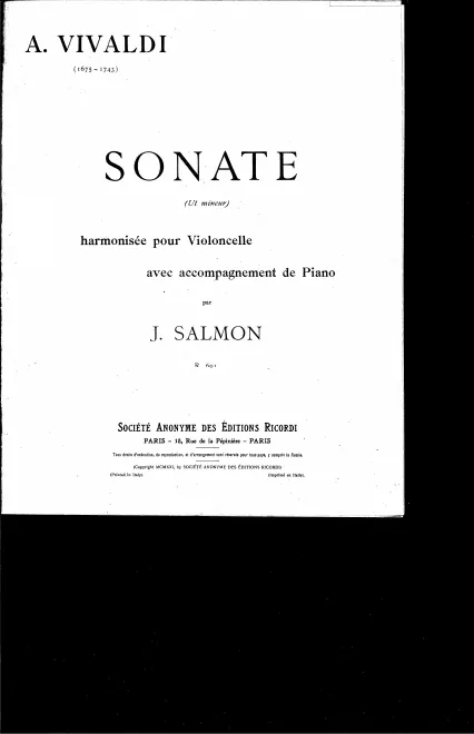 First page of Sonata for Violin and Continuo in D minor
