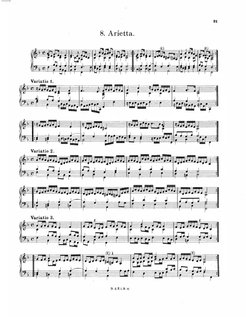 First page of Arietta and 9 variations in F major