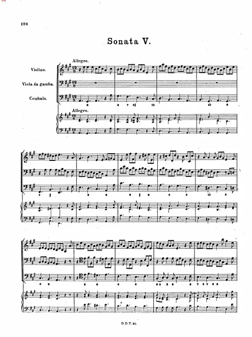 First page of Trio Sonata in A major, BuxWV 263