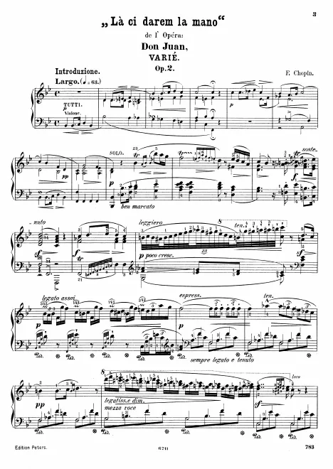 First page of Variations on 'Là ci darem la mano'