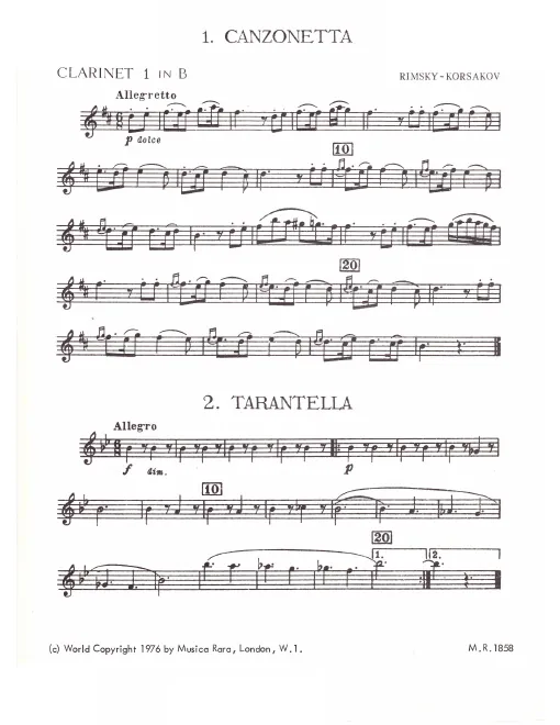 First page of Canzonetta and Tarantella