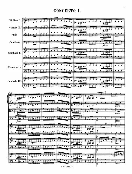First page of Concerto for 3 Harpsichords