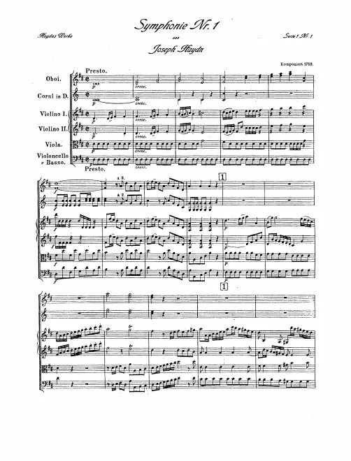 First page of Symphony No.1 in D major