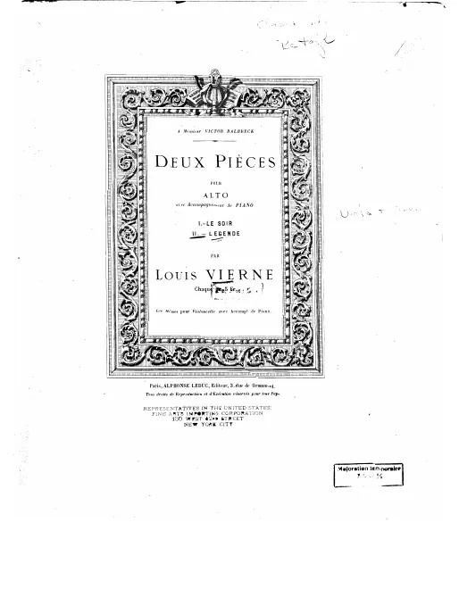 First page of Deux pièces pour alto (ou violoncelle) et piano