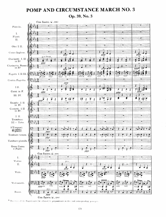 First page of Pomp and Circumstance March No.3