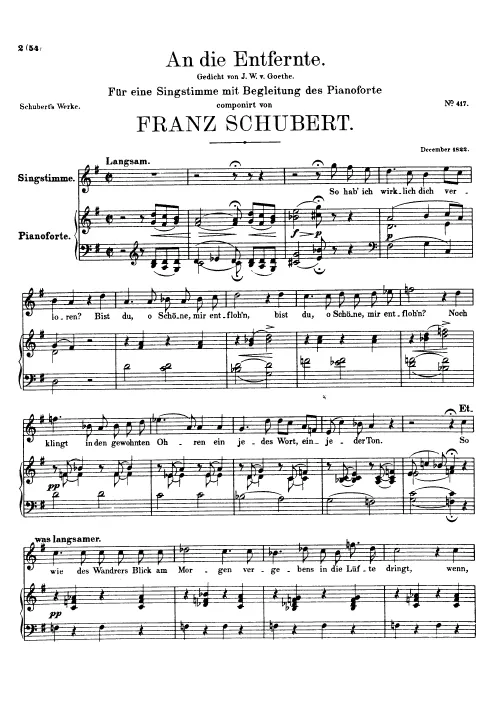 First page of An die Entfernte