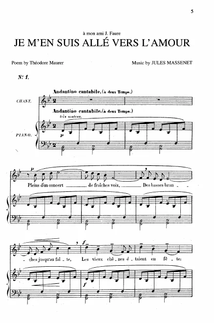 First page of Je m'en suis allé vers l'amour