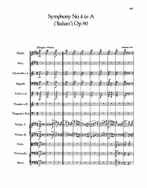 First page of Symphony No.4 in A major