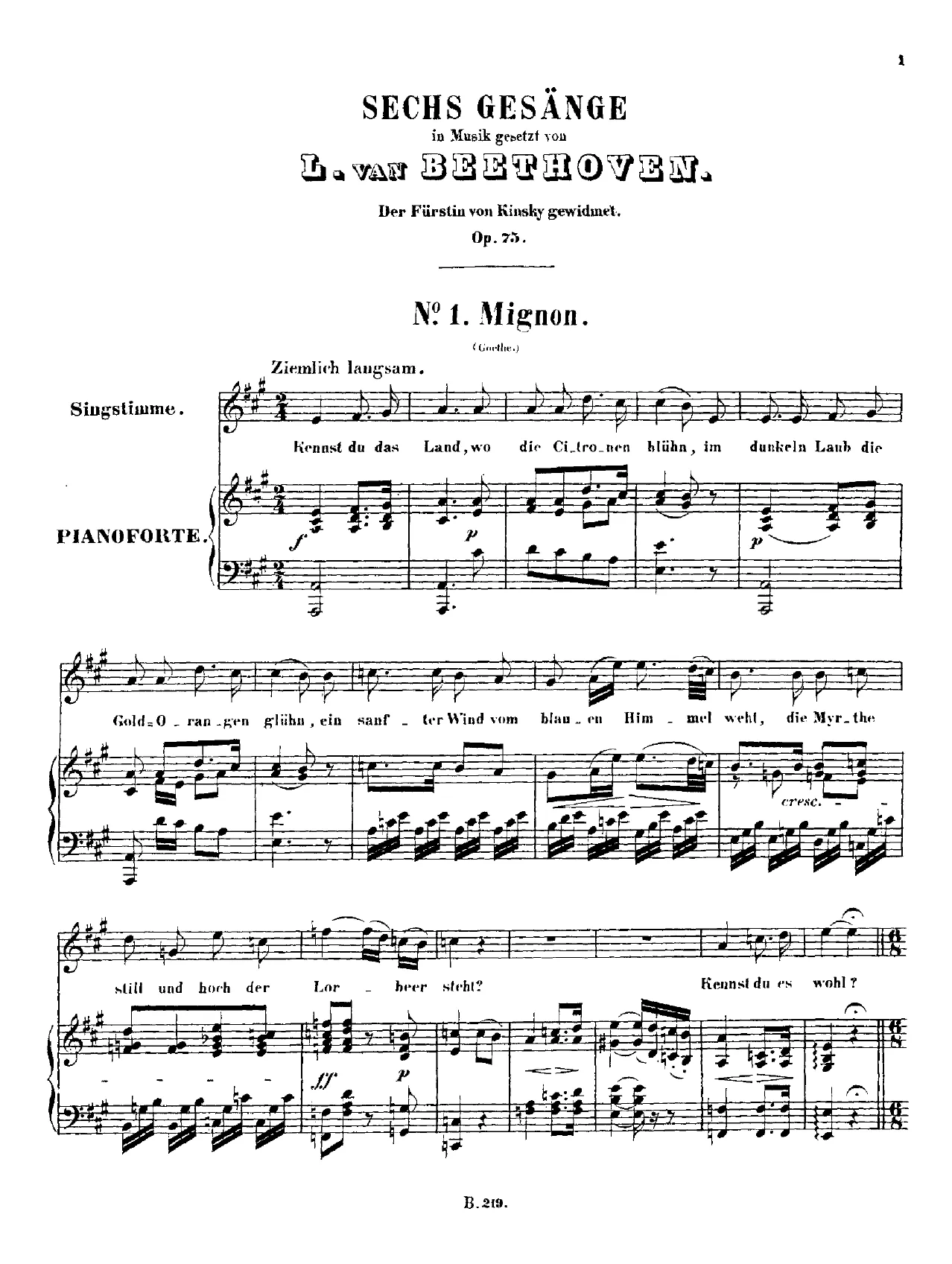 First page of 6 Gesänge