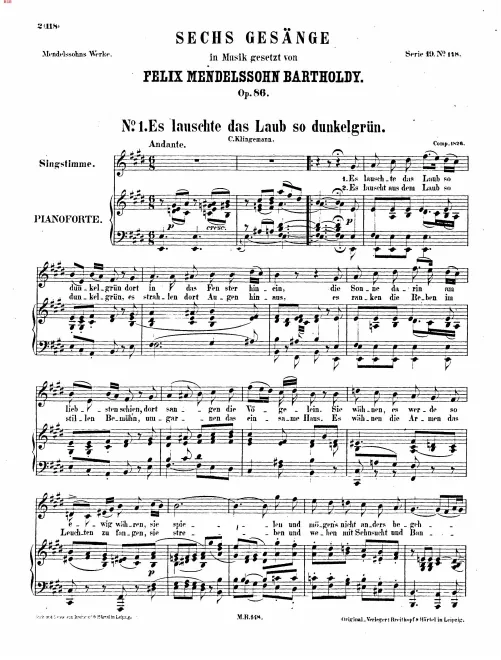 First page of 6 Songs, Op.86