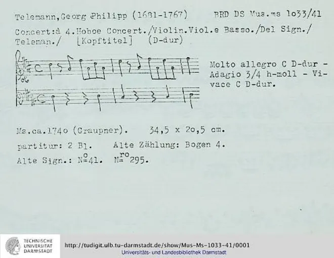 First page of Oboe Concerto