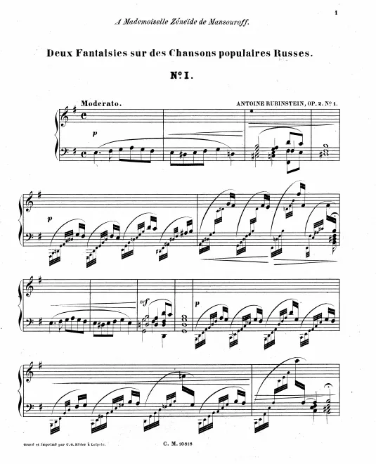 First page of 2 Fantaisies sur des chansons populaires Russes