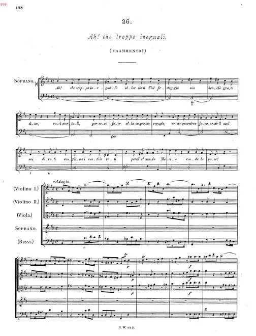 First page of Ah! che troppo ineguali, HWV 230
