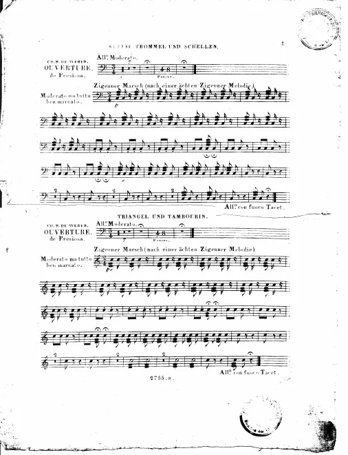 Snare Drum, Sleigh Bells, Triangle, Tabret