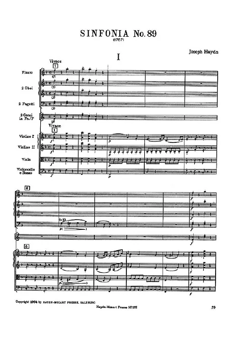 First page of Symphony No.89 in F major