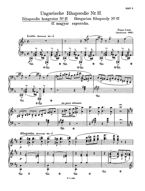 First page of Hungarian Rhapsody No.17