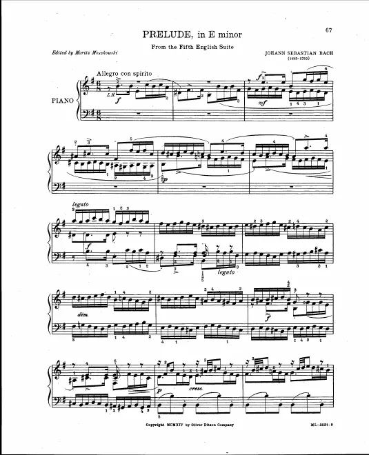 First page of English Suite No.5 in E minor