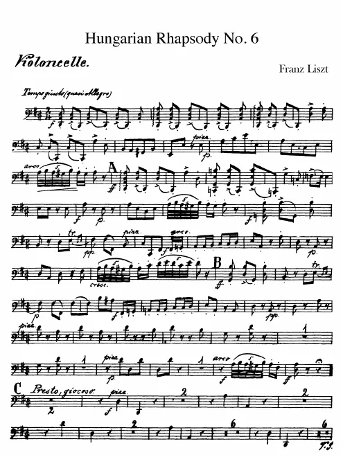First page of Hungarian Rhapsody No.6