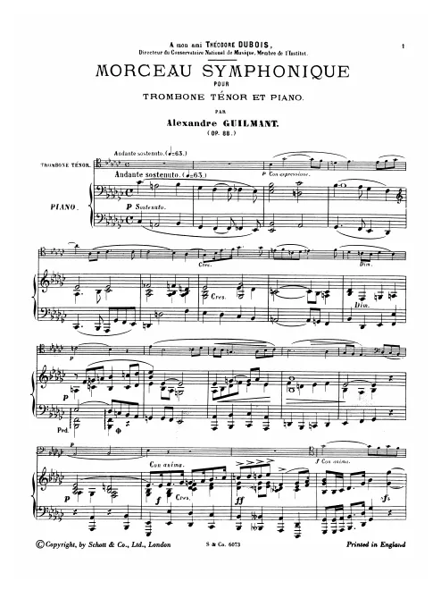 First page of Morceau symphonique pour trombone et piano